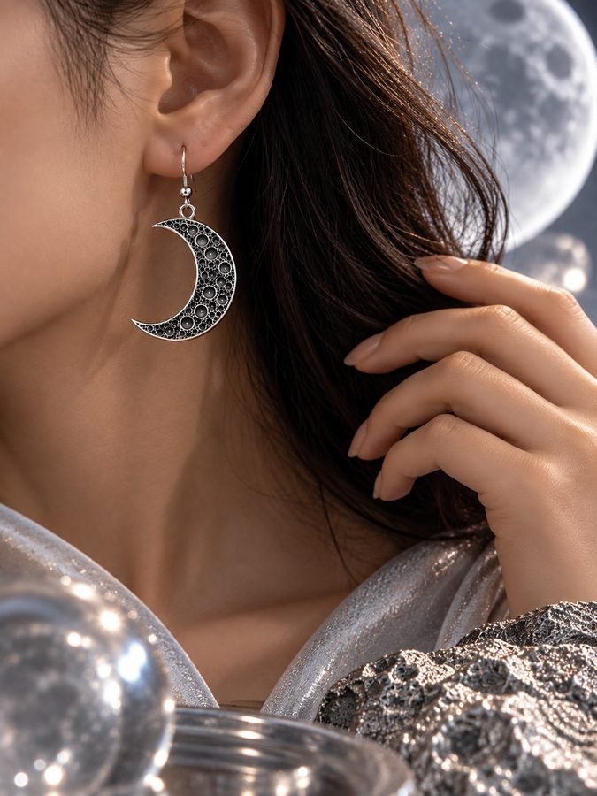 Lunar Grace crescent earring